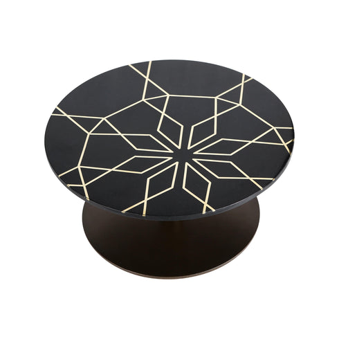 Black Cake Stand with Geometria Brass Inlay